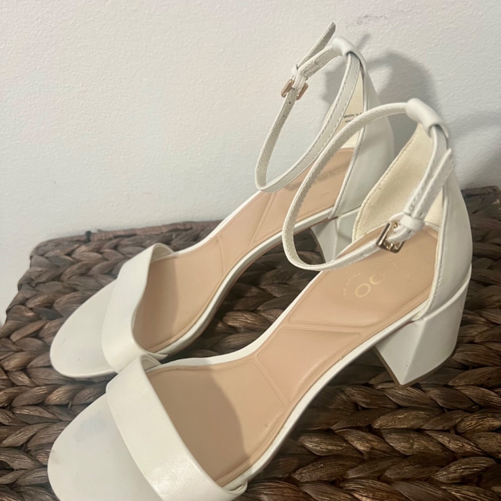 Aldo White Heel Sandals